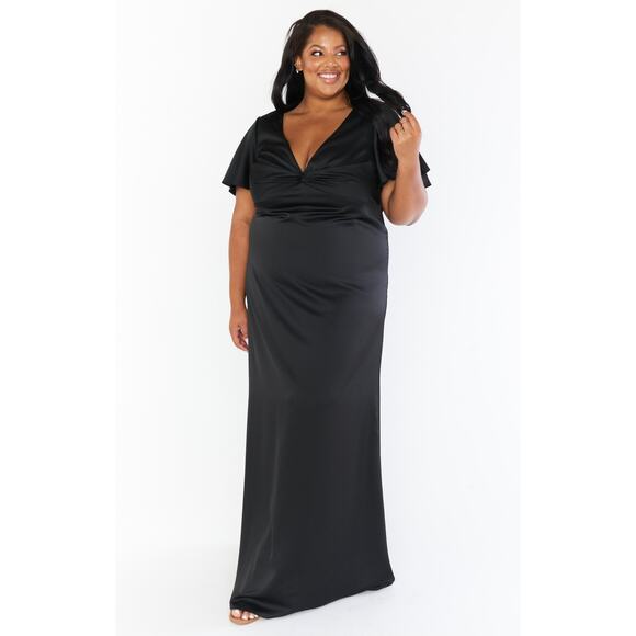 Show Me Your Mumu Rome Twist Gown in Black Luxe Satin XL - Picture 6 of 6